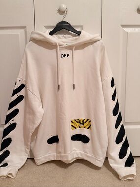 Off-White VIRGIL ABLOH Hoodie MAIN LABEL Heavy Stripes Size Medium Authentic